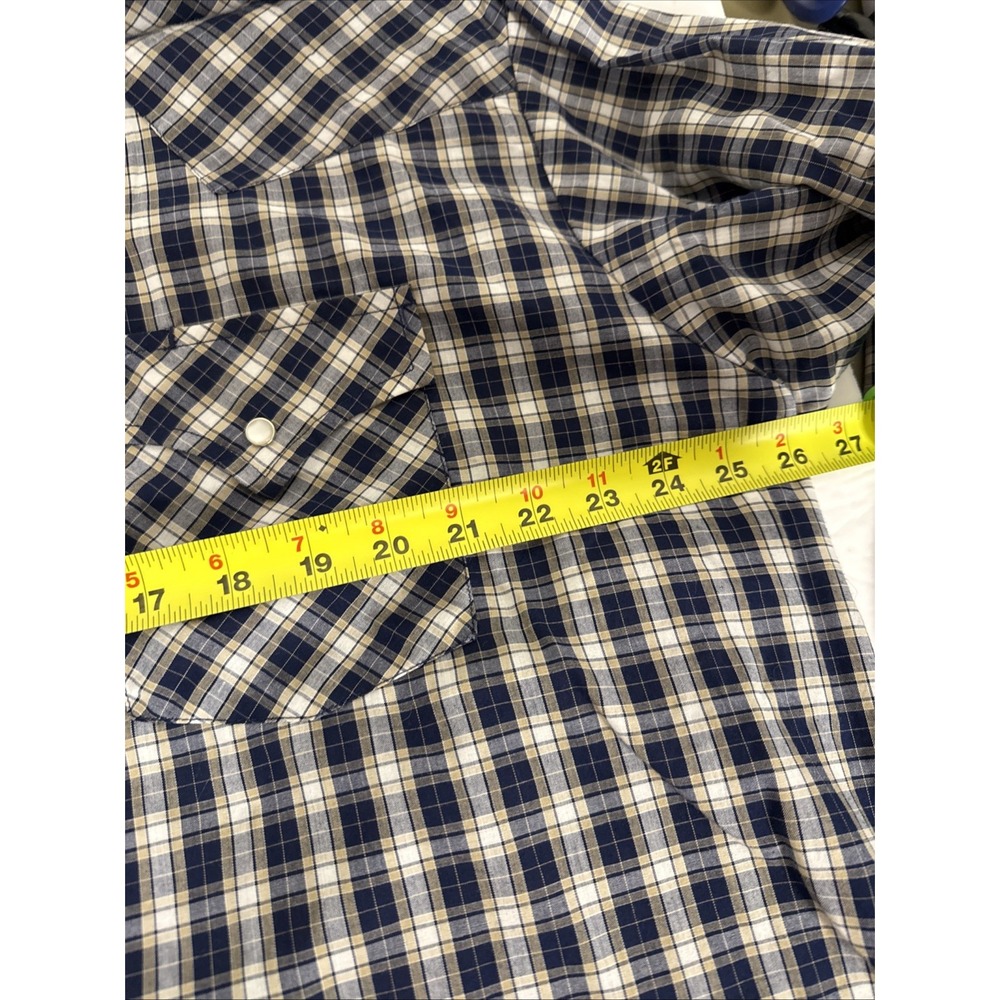 Plains Western Wear Pearl Snap Shirt L/S XLT Tall Mens Blue Plaid G1 - Picture 4 of 4